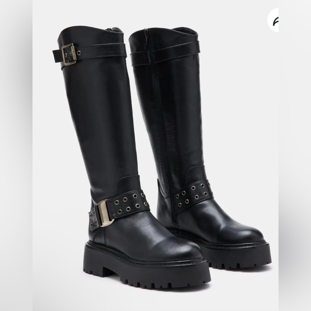 Steve Madden Rouxby Black Knee-High Leather Boots
